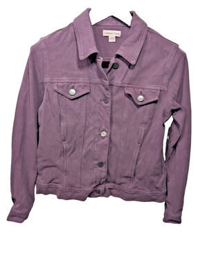 Coldwater Creek Purple Denim Jacket Small S Cotton Button Front Jean Casual Work